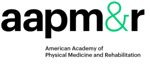 AAPM&R logo showing lowercase 'aapm' in dark type with a bright green ampersand and 'r', with the full name "American Academy of Physical Medicine and Rehabilitation" beneath.