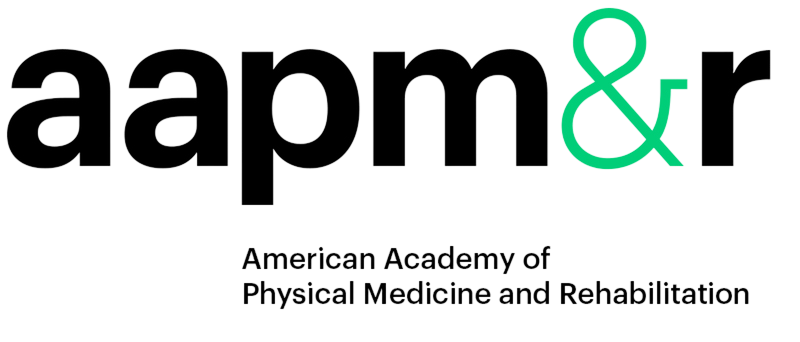 Logo showing large lowercase 'aapm&r' with the ampersand in bright green and smaller text below reading 'American Academy of Physical Medicine and Rehabilitation'.