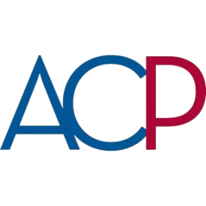 Stylized ACP logo with a blue A and C and a red P on a white background.