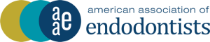 Logo of the American Association of Endodontists: three overlapping circles (gold, teal, dark blue) with lowercase white 
